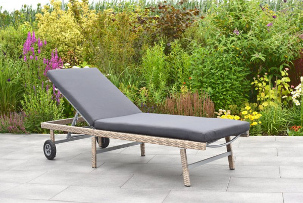 Merxx Navarra Aktionsliege, Rückenlehne verstellbar, mit Rädern, inkl. Auflagen, Aluminiumgestell mit Kunststoffgeflecht, 28840-277
