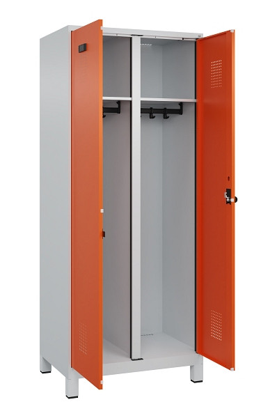 C+P Schwarz-Weiß-Spind Evolo PLUS, mit Füßen, 2 Abteile, 1950x800x500mm, 7035/2, Drehriegel, 049012-22 S10002
