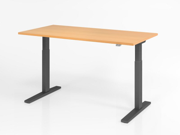 Hammerbacher Schreibtisch XMKA16, 160 x 80 cm, Platte: Buche, 25 mm dick, ABS-Dickkante, Rechteckform, Graphit, VXMKA16/6/G