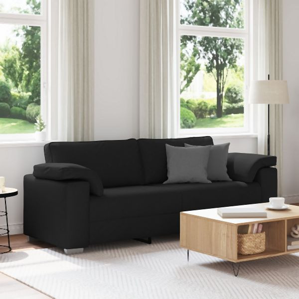 vidaXL 3-Sitzer Sofa Schwarz 178 cm Abmessung Stoff, 4105239