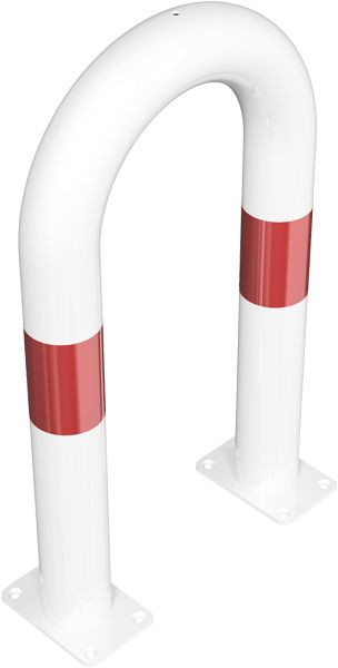 Schake Schutzbügel Ø76 mm feuerverzinkt, Breite 400 mm, Höhe über Flur 650mm, weiß / rot, zum Aufdübeln, 477_04PB