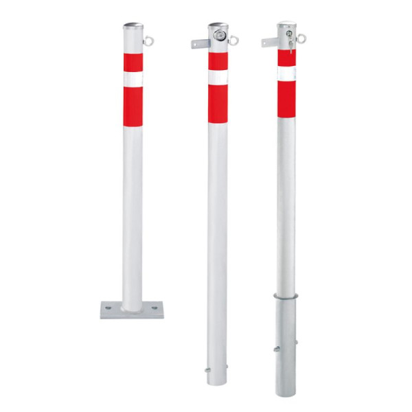 Stein HGS Absperrpfosten -Steel Line-, mit Kettenschloss und Sicherheitsschloss, gleichschließend, Schließung oben, zum Aufdübeln, inkl. 2 Schlüssel und 2 Dübel, 14218