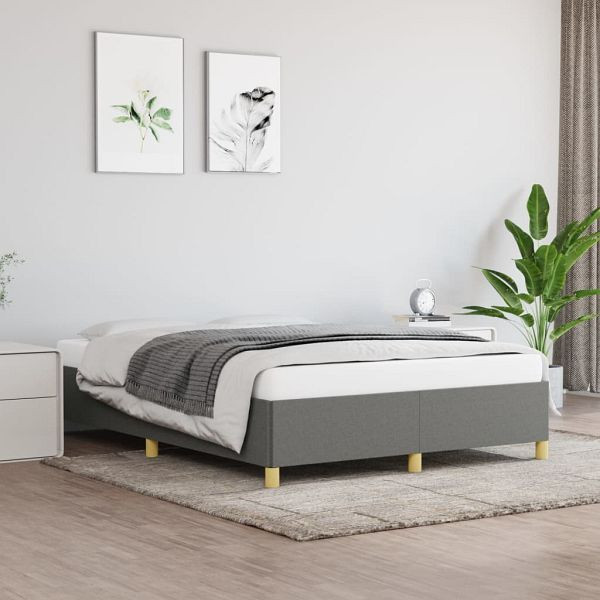 vidaXL Bettgestell Dunkelgrau 140x200 cm Stoff, Polyester, 347166