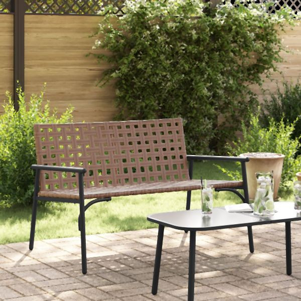 vidaXL Gartenbank Schwarz 113x79x75 cm Poly Rattan, 42004144
