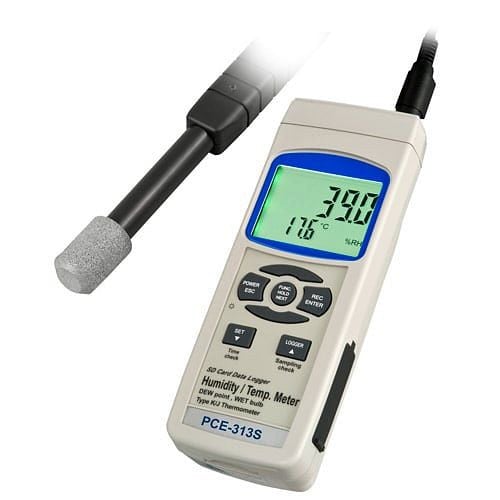 PCE Instruments Thermo-Hygrometer, 1 Messkanal, LCD mit Beleuchtung, mit Sinterkappe, PCE-313 S