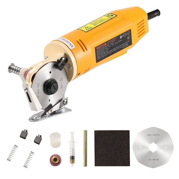 VEVOR Stoffschneider, 170 W, elektrische rotierende Stoffschneidemaschine, 2,5 cm Schnittstärke, YSQBJ170WYS7GHN7MV2