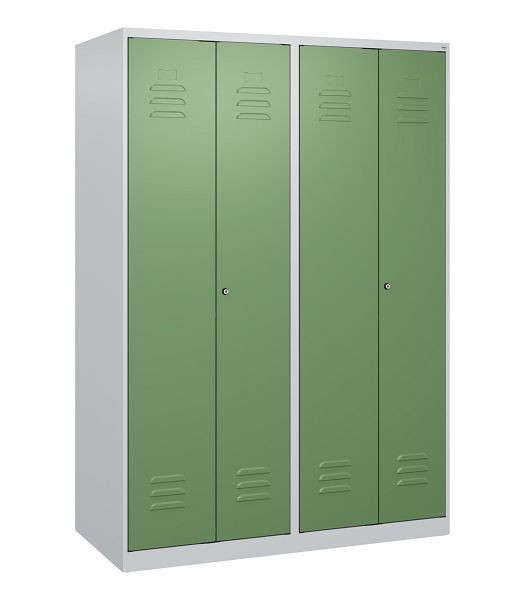 C+P Umkleidespind Classic PLUS SW, 4 Abteile, 1700x1200x500mm, 7035/6011, Zylinderschlösser, 0800027-40 S10019