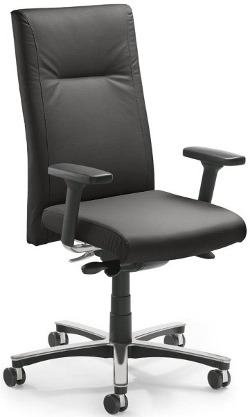 Deskin XXL-Bürostuhl VIANO XXL mit Armlehnen, Schwarz, 710 x 710 x 1100 mm, Gestell: Aluminium poliert, Mikrofaser, 347428