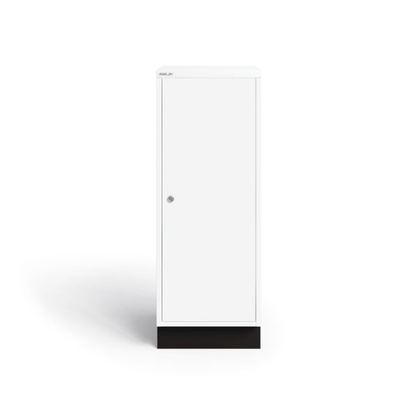 Bisley MultiDrawer, 39er Serie, abschließbare Flügeltüre mit Sockel, Türanschlag links,Farbe verkehrsweiß, LS39L696