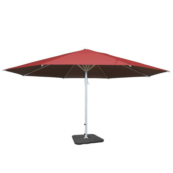 Mendler Sonnenschirm Meran II, Gastronomie Marktschirm, Ø 5m Polyester/Alu Mast weiß 28kg, rot mit Ständer, 70741+70477