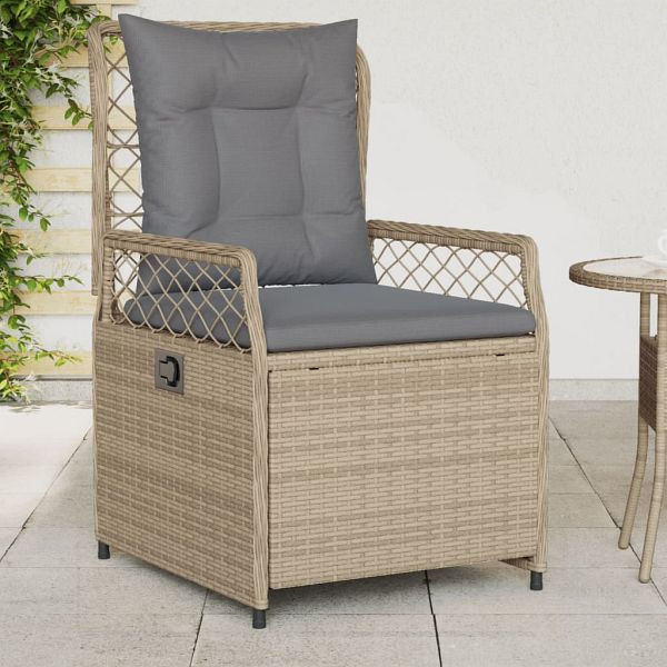 vidaXL Gartensessel 2 Stück Verstellbar Beige Poly Rattan, 368664