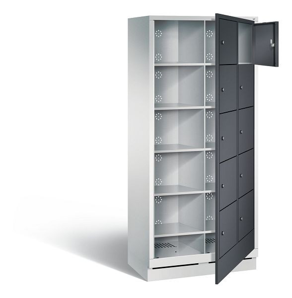C+P Wäsche-Ausgabeschrank Evolo, H1800xB810xT500mm, Farbe: Lichtgrau / Schwarzgrau, 48160-205 S10133