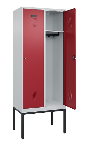 C+P Spind Evolo PLUS, Gestell, 2 Abteile, 2120x800x500mm, 7035/3003, Verschluss Zylinderschloss, Ablageböden 2, 0490307-22 S10031