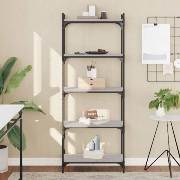 vidaXL Bücherregal 5 Böden Grau Sonoma 60x30x154 cm Holzwerkstoff, 837660