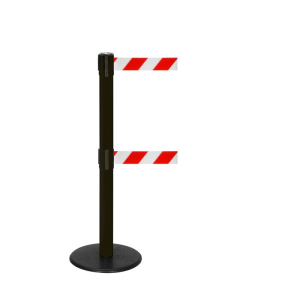 Stein HGS Personenleitsystem -P-Line Duo-, schwarz, rot/weiß diagonal (schraffiert), mit Gurtendstück (Standard), Gurtlänge: 2 x 2,3 m, 36401-0502