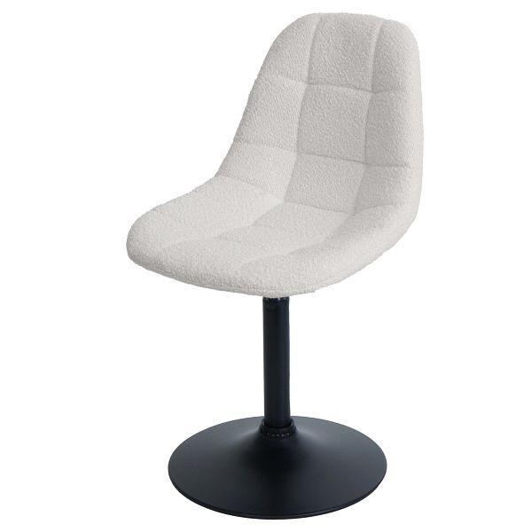Mendler Esszimmerstuhl HWC-A60, Küchenstuhl Stuhl Drehstuhl, Stahl FSC® Stoff/Textil Bouclé (450g/m²), creme, 108898