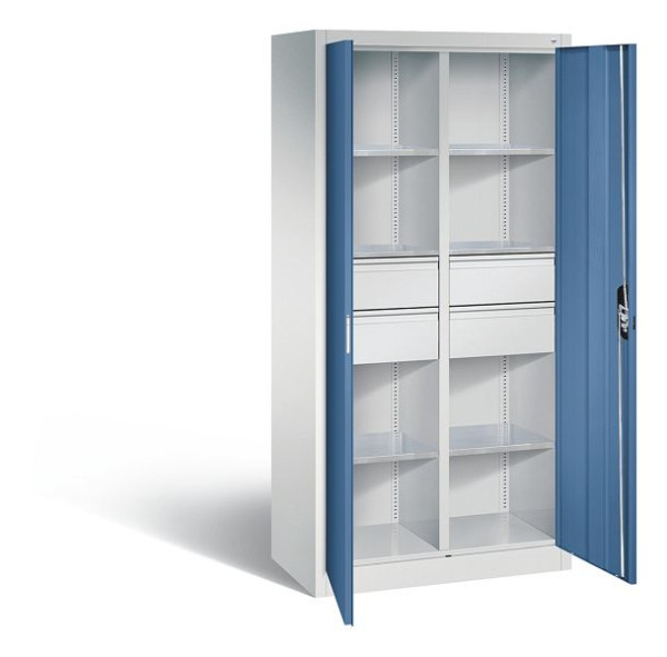 C+P Werkzeugschrank Acurado, H1950xB930xT500mm, Farbe: Lichtgrau / Fernblau, Muldengriff, 8921-3042 S10162