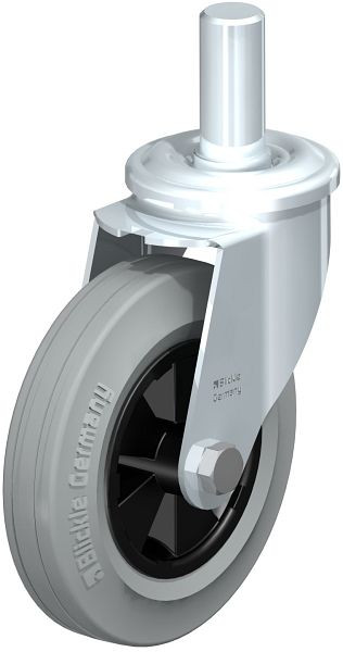 Blickle LEZ-VPP 160G-27-SG Stahlblech-Lenkrolle mit Zapfen, Vollgummi, Grau, 749930