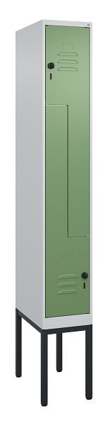 C+P Z-Spind Classic PLUS, Gestell, 2 Abteile, 2120x300x500mm, 7035/6011, Drehriegel, 0800337-102 S10006