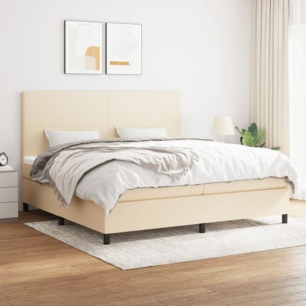 vidaXL Boxspringbett mit Matratze Creme 200x200 cm Stoff, 3141646