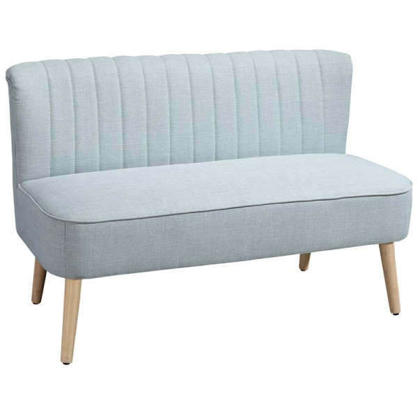 HOMCOM 2-Sitzer Polstersofa, Holz, Samtartiges Polyester, Schaumstoff, 117 x 56,5 x 77 cm, Hellgrün, 833-524V04