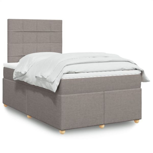 vidaXL Boxspringbett mit Matratze Taupe 120x200 cm Stoff, 3293551