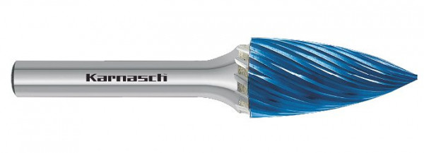 Karnasch Hartmetall-Frässtift Blue-Tec beschichtet SPG/ HP-9 d1= 6 / l2= 18 / d2= 6 / l1= 50mm, VE: 3 Stück, 116037010