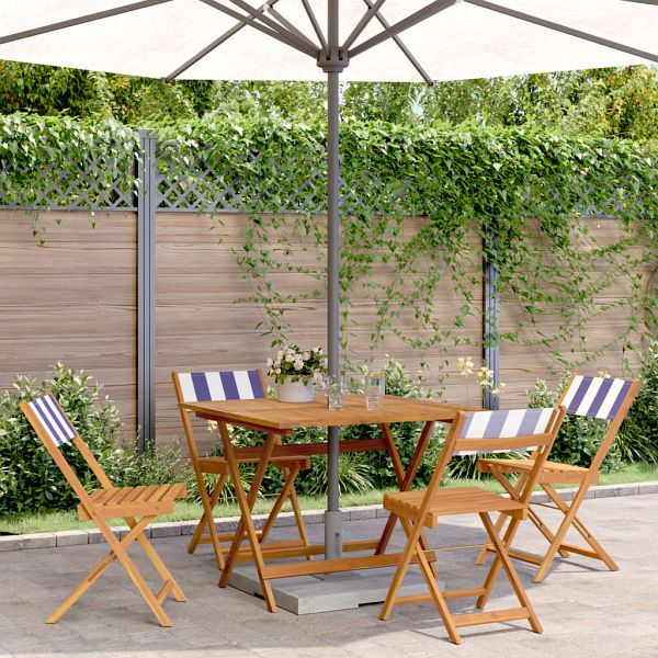 vidaXL 5-teilig Garten-Essgruppe Stoff und Massivholz Blau und Weiß, 3281789