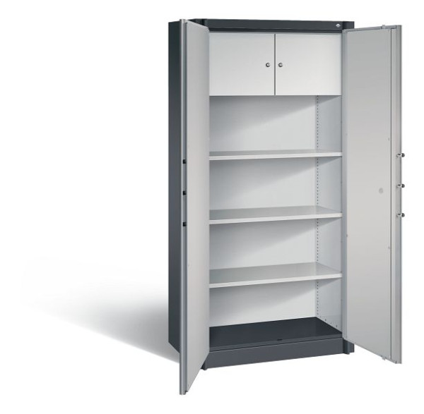 C+P Feuerschutzschrank Certos, H1950xB930xT500mm, Farbe: Schwarzgrau / Weißaluminium, Klinkengriff, 4 OH, 1170-200 S10028