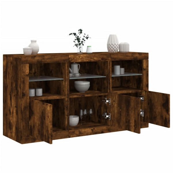 vidaXL Sideboard mit LED-Leuchten Räuchereiche 123x37x67 cm, 3209062