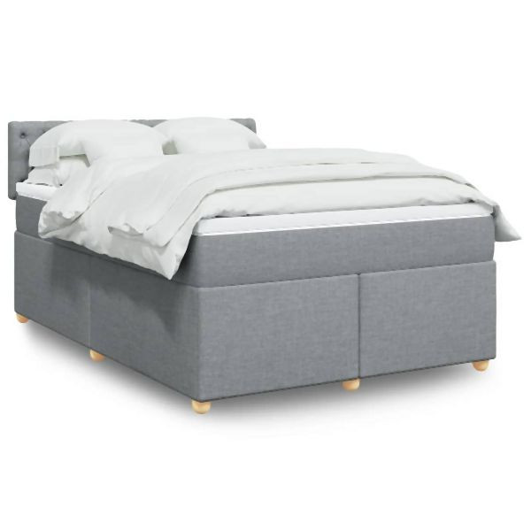 vidaXL Boxspringbett mit Matratze Hellgrau 140x190 cm Stoff, 3286682