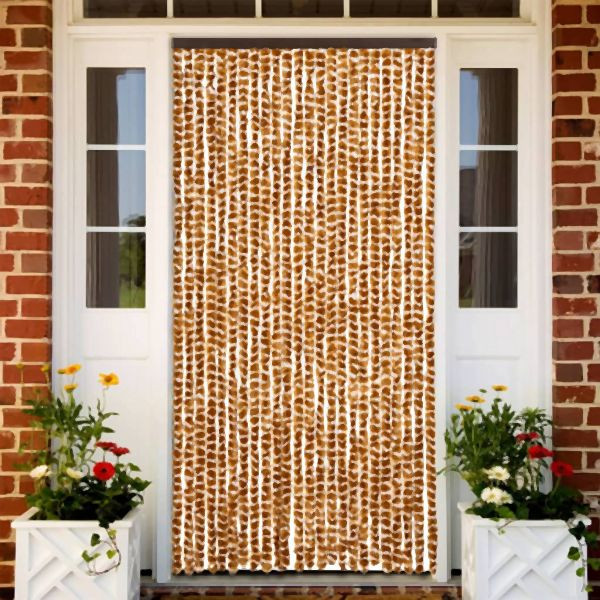 vidaXL Insektenschutz-Vorhang Ocker und Weiß 100x220 cm Chenille, 325459