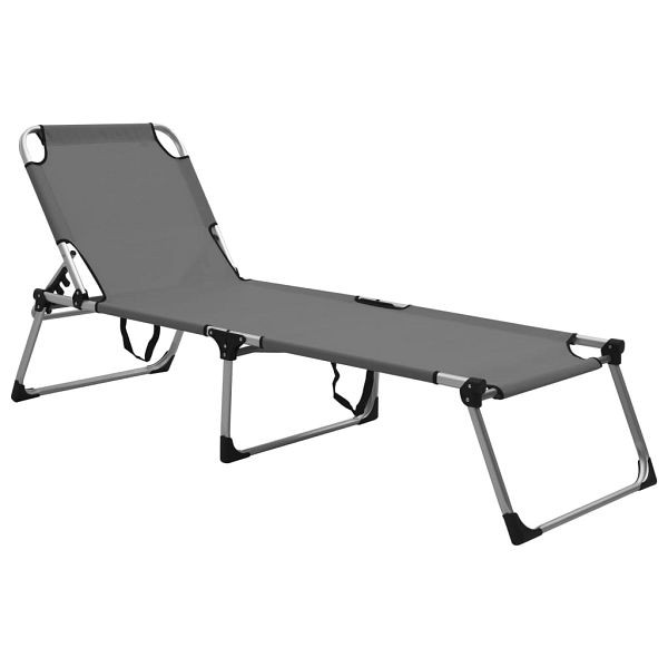vidaXL Senioren-Sonnenliege Extra Hoch Klappbar Grau Aluminium, 47915