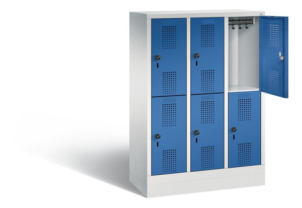 C+P Kindergarten-Spind doppelstöckig Evolo, H1300xB900xT300mm, Farbe: Lichtgrau / Enzianblau, 483203-30 S10055
