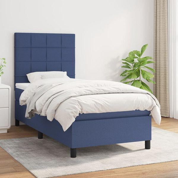 vidaXL Boxspringbett mit Matratze Blau 80x200 cm Stoff, 3141735