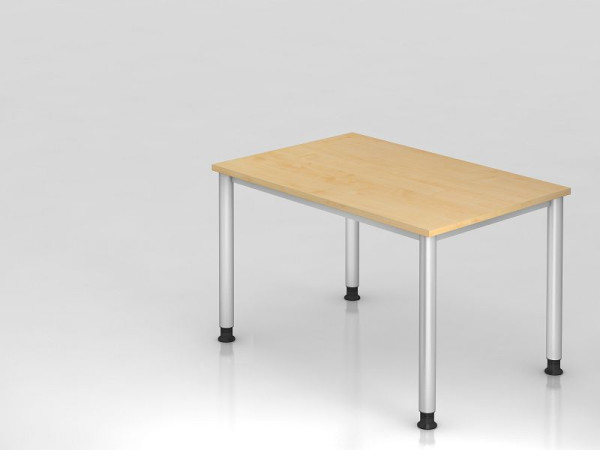 Hammerbacher Schreibtisch 4 Fuß rund 120x80cm Ahorn/Silber, Rechteckform, VHS12/3/S