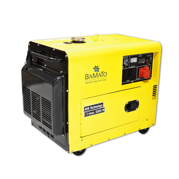 BAMATO Diesel Stromerzeuger, 5000 Watt, 2x230V, 1x400V, 1x12V, AVR-System, Kupferwicklung, BGE-5000D