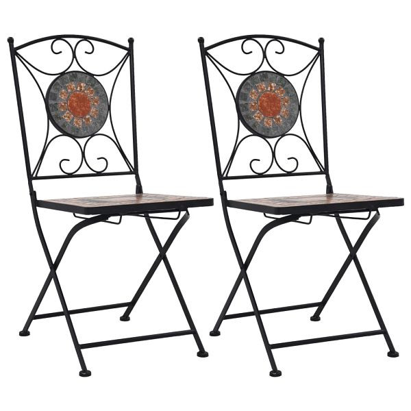 vidaXL Mosaik-Bistrostühle 2 Stück Orange / Grau, 46718