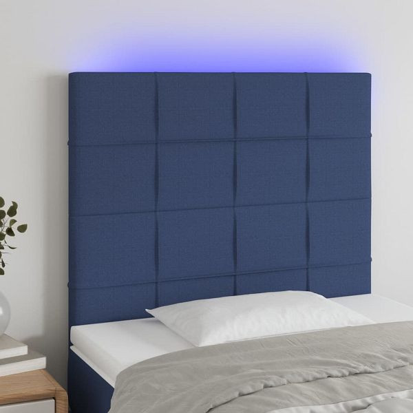 vidaXL LED Kopfteil Blau 90x5x118/128 cm Stoff, 3122412