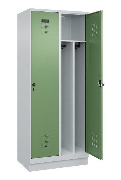 C+P Spind Evolo PLUS, mit Sockel, 2 Abteile, 1950x800x500mm, 7035/6011, Verschluss Drehriegel, 049020-22F S10010