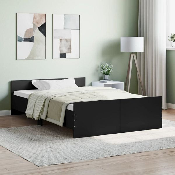 vidaXL Bettgestell mit Kopf- und Fußteil Schwarz 120x190 cm, 3203776