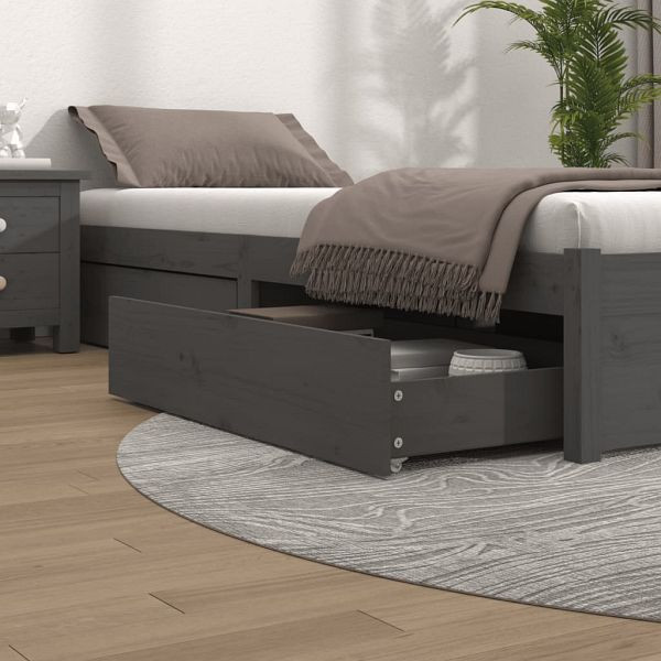vidaXL Bettschubladen 4 Stück Grau Massivholz Kiefer, 815001