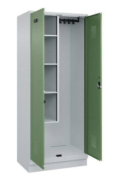 C+P Putzmittel-Spind Evolo PLUS, mit Sockel, 2 Abteile, 1950x800x500mm, 7035/601, Zylinderschloss, 049120-02 S10037
