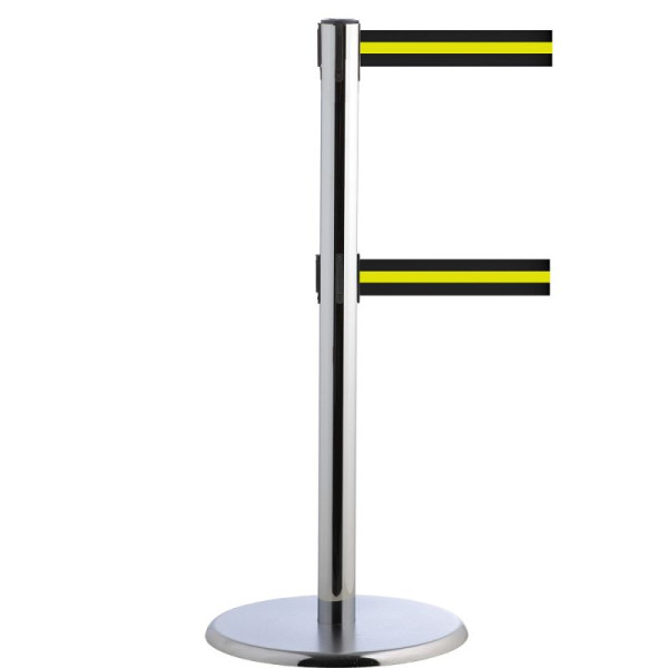 Stein HGS Personenleitsystem -P-Line Duo-, chrom, schwarz/gelb/schwarz waagerecht (gestreift), mit Gurtendstück (Standard), Gurtlänge: 2 x 4 m, 14151-0802