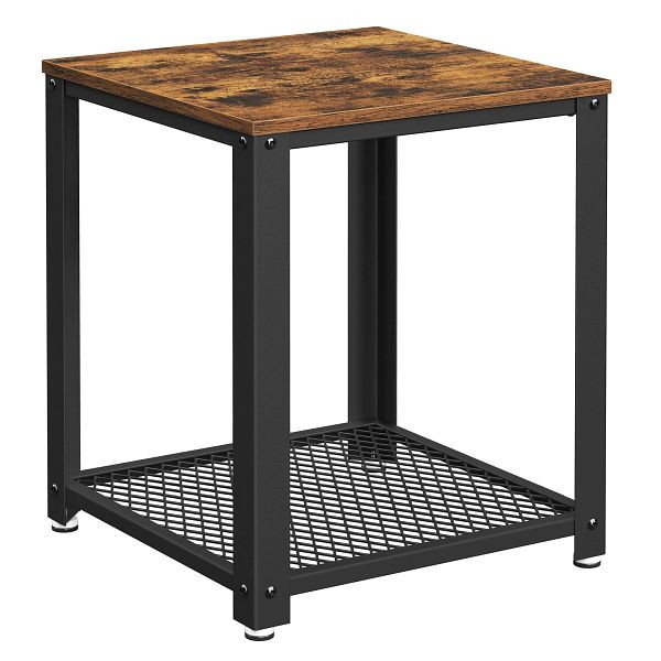 VASAGLE Beistelltisch, Rostbraun, Schwarz, 45x45x55 cm, LET41X