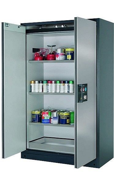 asecos Sicherheitsschrank Q-CLASSIC-90, Q90.195.120 in Silber mit 3x Fachboden (Edelstahl), 30001-049-30010