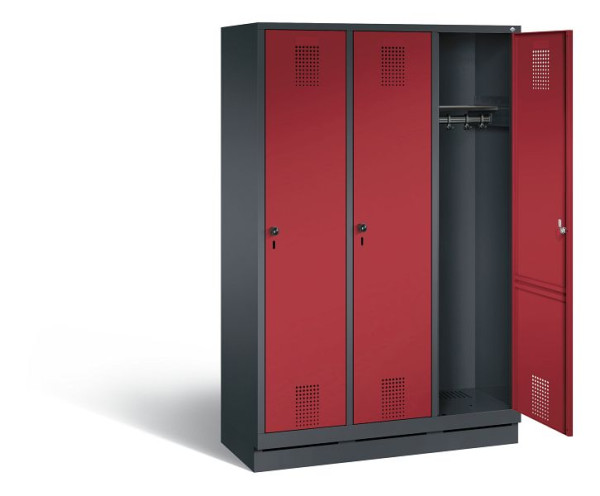 C+P Garderobenschrank Evolo, H1800xB1200xT500mm, Farbe: Schwarzgrau / Rubinrot, 48020-32 S10076