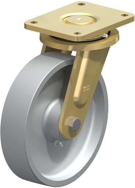 Blickle LS-G 250K Stahlgeschweißte Schwerlast-Lenkrolle, schwere Drehkranz-Ausführung, Guss, Grau, 56374