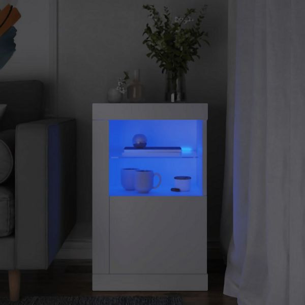 vidaXL Beistellschrank mit LED-Leuchten Weiß Holzwerkstoff, 836630