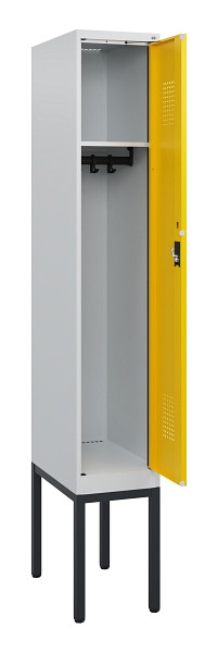 C+P Spind Evolo PLUS, Gestell, 1 Abteil, 1950x300x500mm, 7035/1023, Zylinderschloss, 0490305-10 S10020